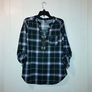 Always Indigo women's plaid shirt